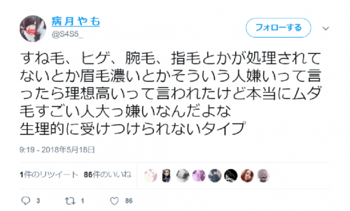 ムダ毛どう思う?