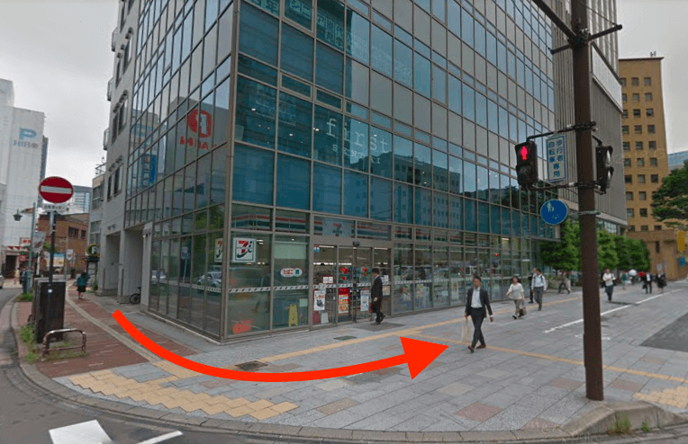 JR仙石線「あおば通駅」北6出口から最短ルートで行く方法