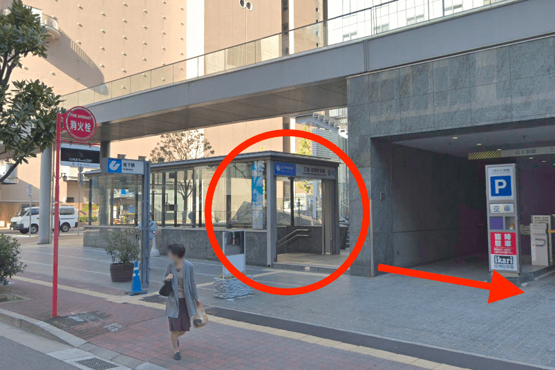 地下鉄海岸線三宮・花時計前駅3番出口から最短ルートで行く方法